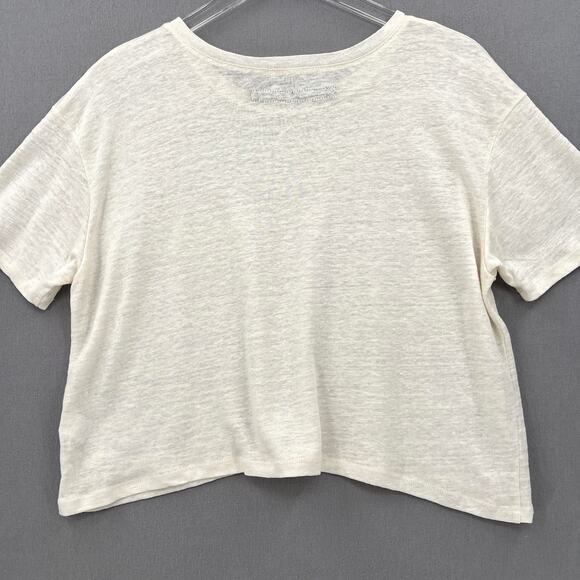 ENZA COSTA Linen Knit Tee Womens Medium Cream Loose Slouchy Relaxed Crew Top - Picture 6 of 13
